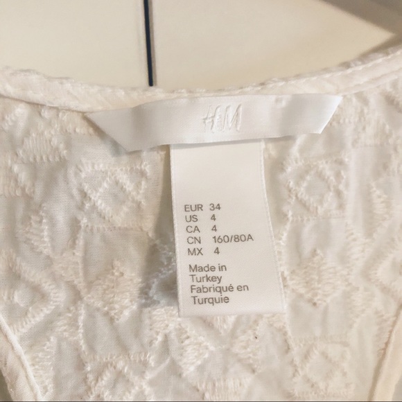 H&M ivory embroidered racer back tank top 4 - Picture 3 of 8